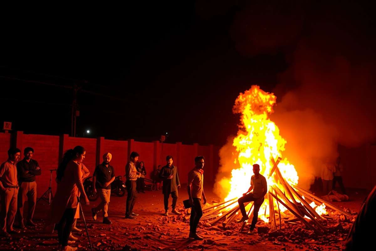 Lohri festival in Punjab with bonfire