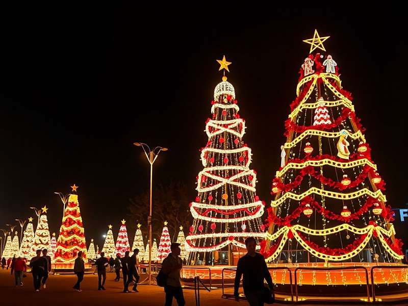 Christmas celebrations in India with decorated trees and lights