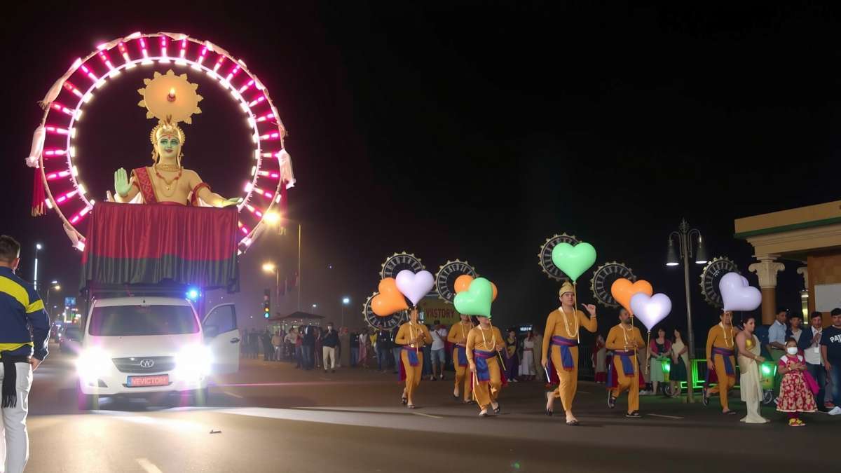 Indian festival celebration with colors and lights