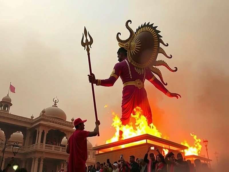 Dussehra celebrations with effigy of Ravana being burnt