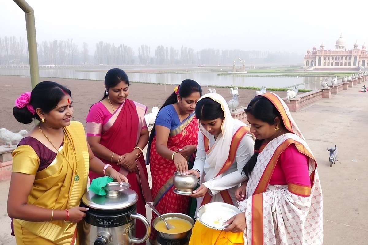 Pongal festival in Tamil Nadu with traditional cooking