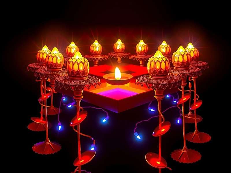 Diwali festival celebrations with lights and lamps